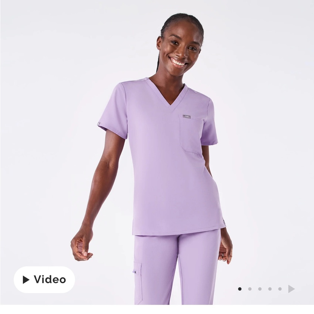 Figs Catarina 1 Pocket Scrub Top Lavender Dew XXS EUC